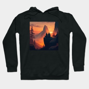 Mountain Hiking Sunset, Adventure Travel Couples Hoodie